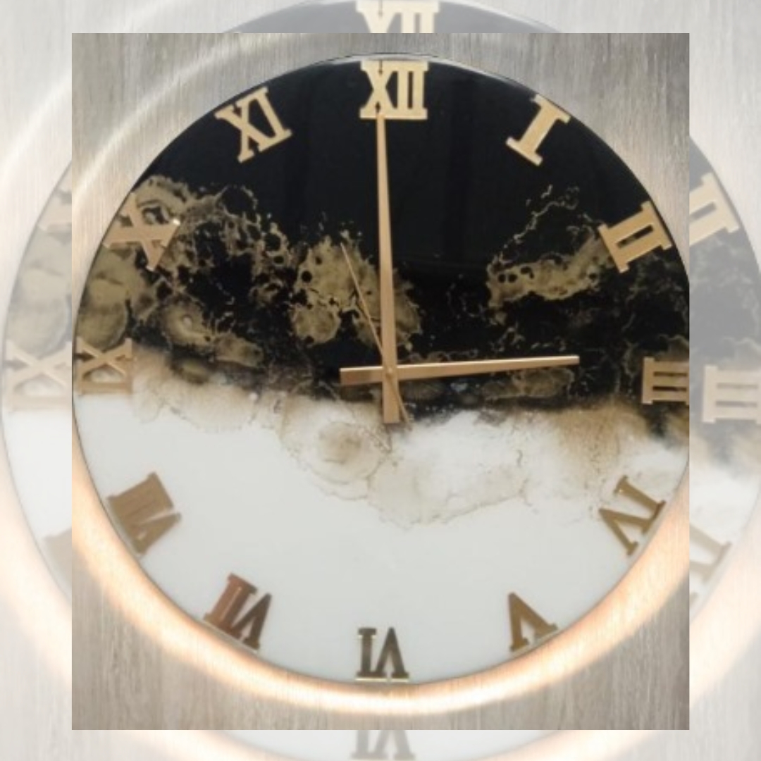 White And Brown Resin Clock